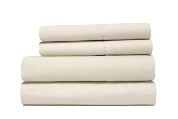 T300 Cotton rich 4 Piece Solid Sheet Set Ivory Queen