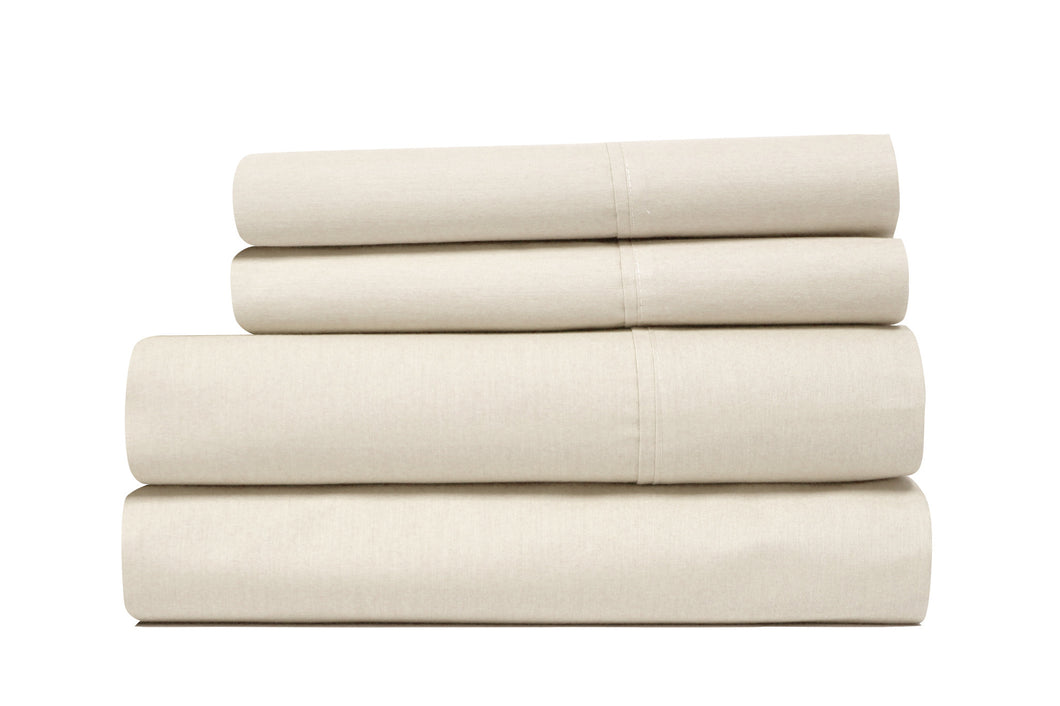 T300 Cotton rich 4 Piece Solid Sheet Set Ivory Queen