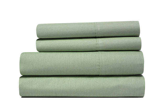 T300 Cotton rich 4 Piece Solid Sheet Set Sage King