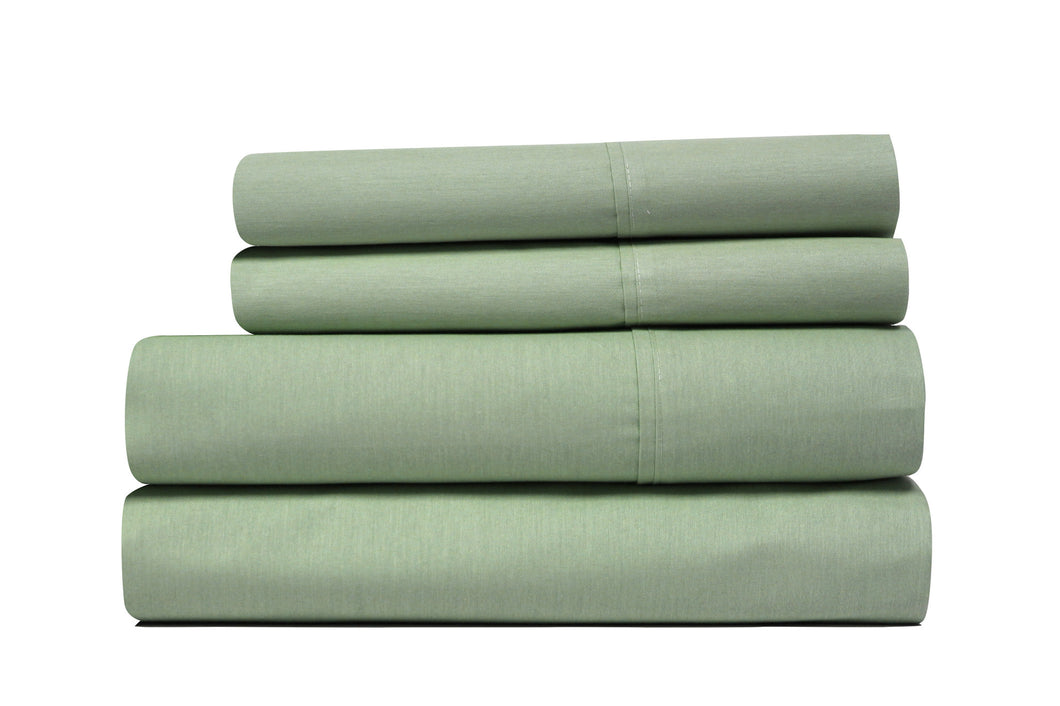 T300 Cotton rich 4 Piece Solid Sheet Set Sage King