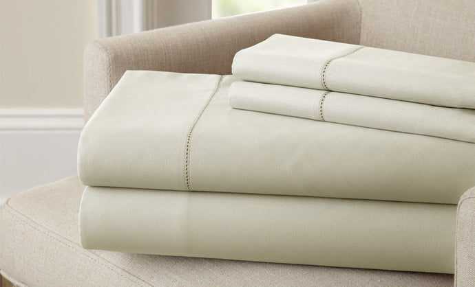 T400 100% Cotton 4 Piece Sheet Set with single hole hem Linen Queen