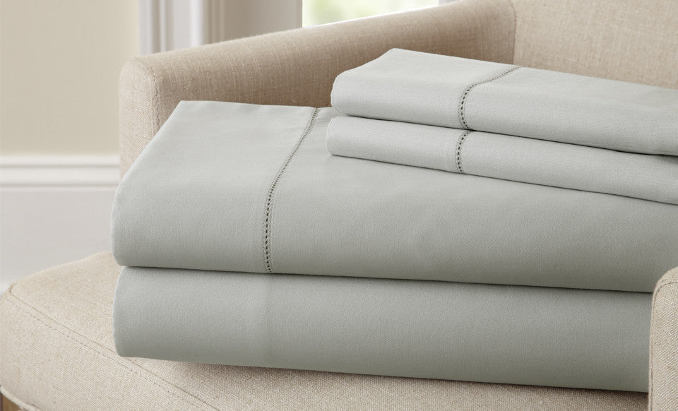 T400 100% Cotton 4 Piece Sheet Set with single hole hem Silver California King