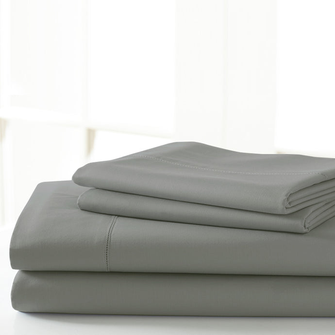 T600 Egyptian Cotton Rich 3 Piece Solid Sheet Set Charcoal Twin