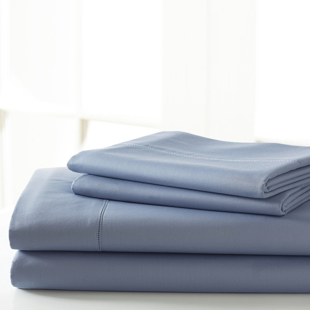 T600 Egyptian Cotton Rich 4 Piece Solid Sheet Set Ice King