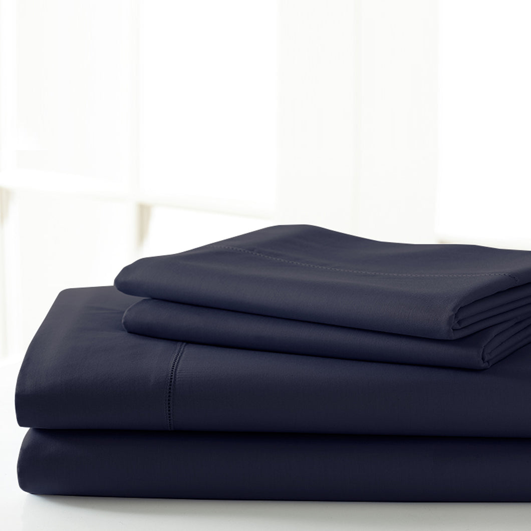 T600 Egyptian Cotton Rich 4 Piece Solid Sheet Set Indigo California King