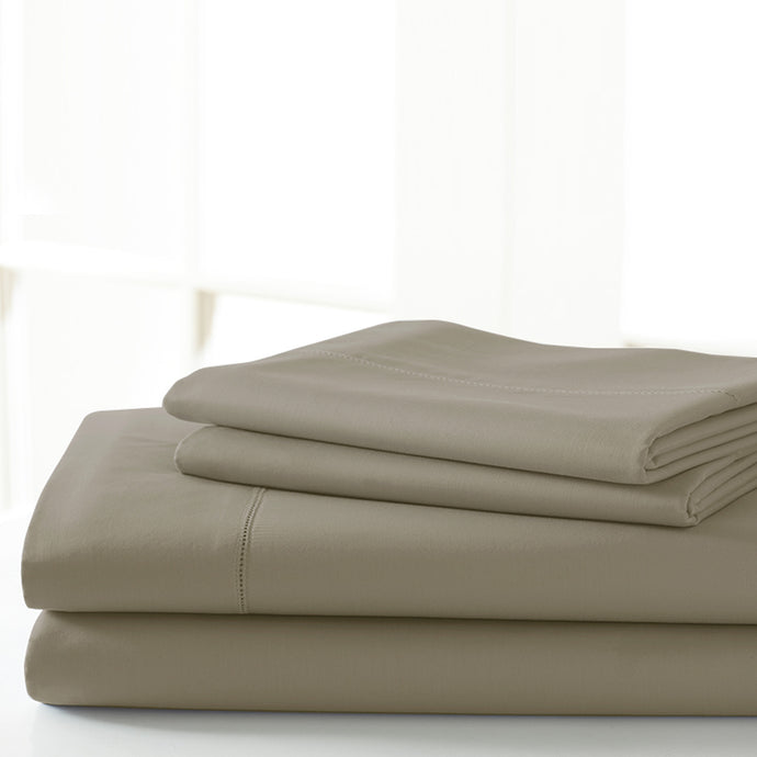 T600 Egyptian Cotton Rich 4 Piece Solid Sheet Set Taupe King
