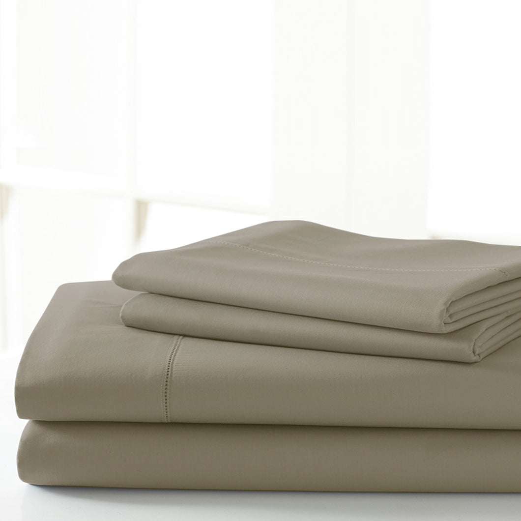 T600 Egyptian Cotton Rich 4 Piece Solid Sheet Set Taupe King