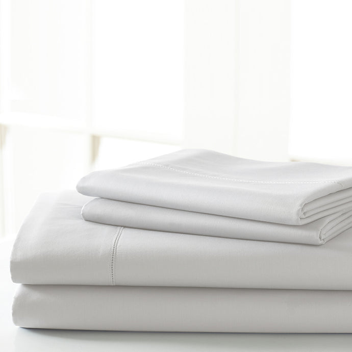 T600 Egyptian Cotton Rich 4 Piece Solid Sheet Set White King
