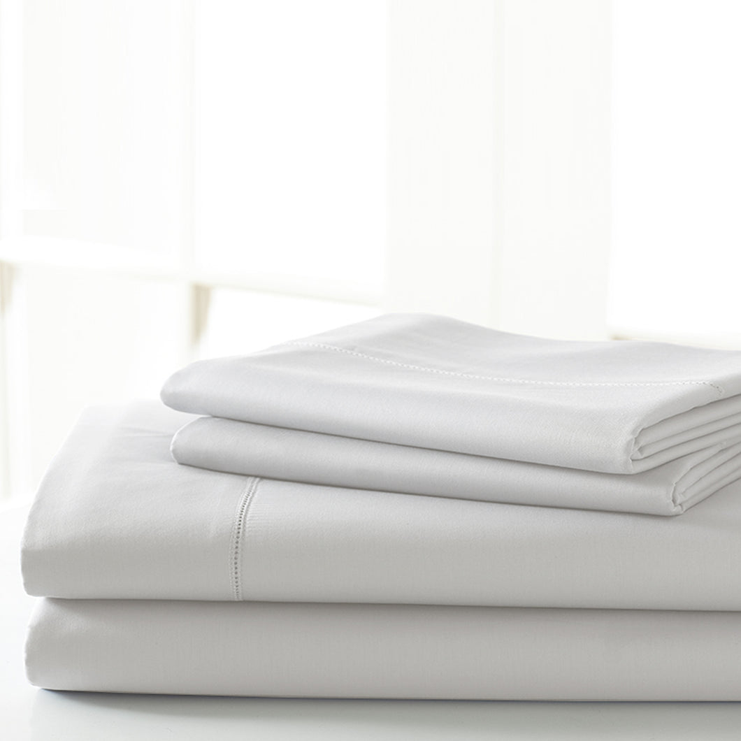 T600 Egyptian Cotton Rich 4 Piece Solid Sheet Set White King