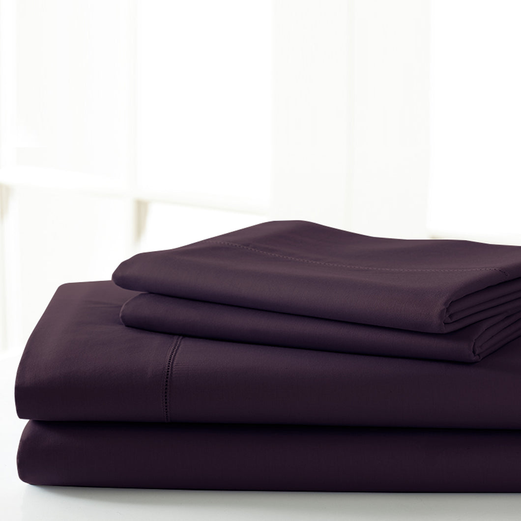 T600 Egyptian Cotton Rich 4 Piece Solid Sheet Set Wine King