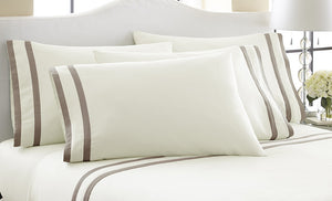 1000 Thread Count 6-Piece Sheet Set With Double Satin Band Ivory/Mocha King