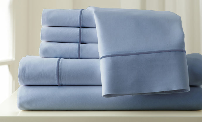 Italian Hotel Collection 1000 Thread count 6 Piece Sheet Set Sterling Blue/Celestial Blue King Blue King