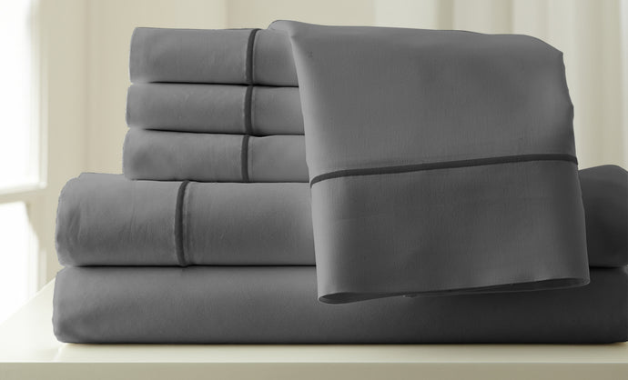 Italian Hotel Collection 1000 Thread count 6 Piece Sheet Set Silver/Graphite Queen Grey Queen