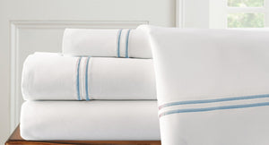 1000 Thread Count 4-Piece Sheet Set White/Celestial Blue King