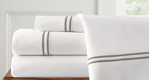 1000 Thread Count 4-Piece Sheet Set White/Warm Sand Queen
