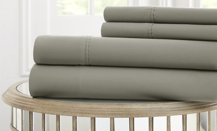 T1000 100% Cotton Solid 4 Piece Sheet Set Platinum Queen