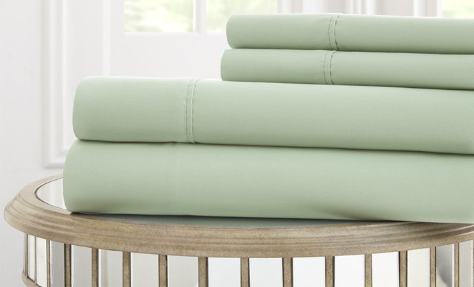 T1000 100% Cotton Solid 4 Piece Sheet Set Light Sage Queen