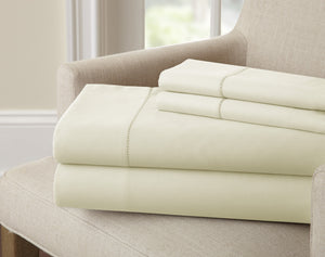 1500 TC Egyptian cotton rich solid 4 Piece Sheet Set Ivory King