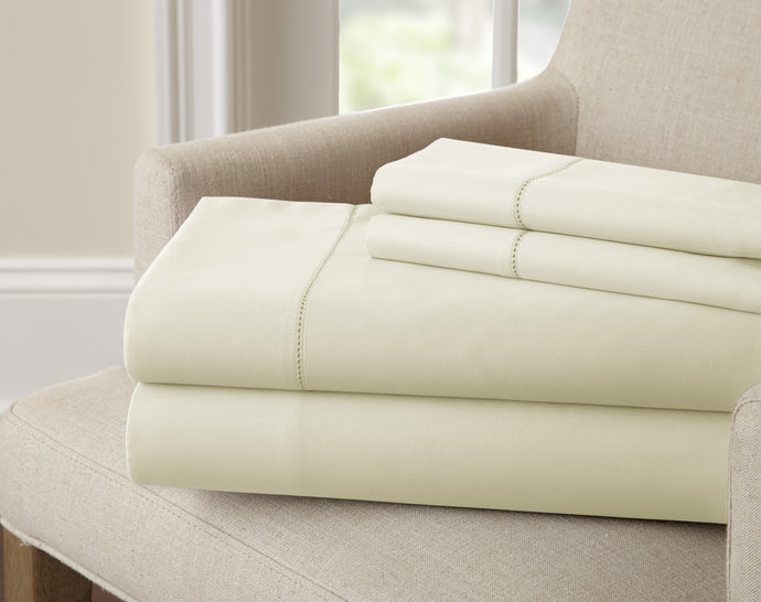 1500 TC Egyptian cotton rich solid 4 Piece Sheet Set Ivory King
