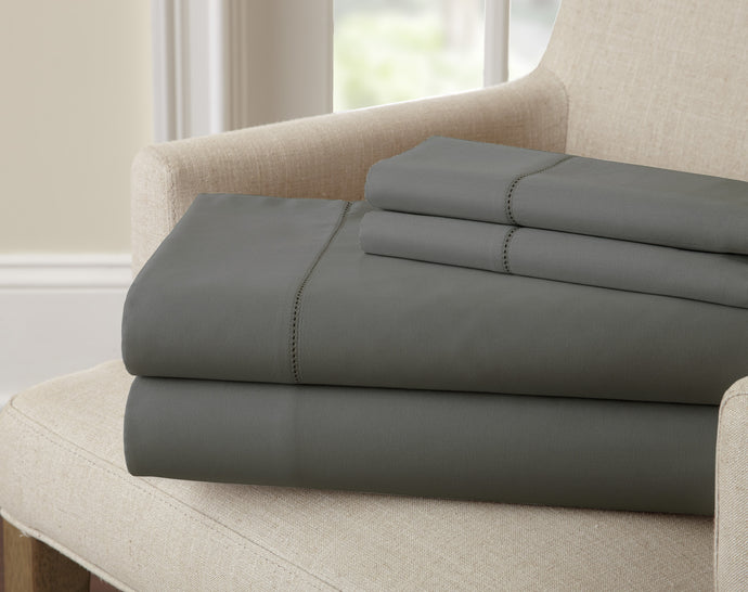 1500 TC Egyptian cotton rich solid 4 Piece Sheet Set Charcoal Queen