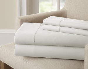 1500 TC Egyptian cotton rich solid 4 Piece Sheet Set White Queen
