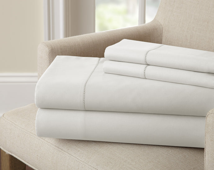 1500 TC Egyptian cotton rich solid 4 Piece Sheet Set White Queen