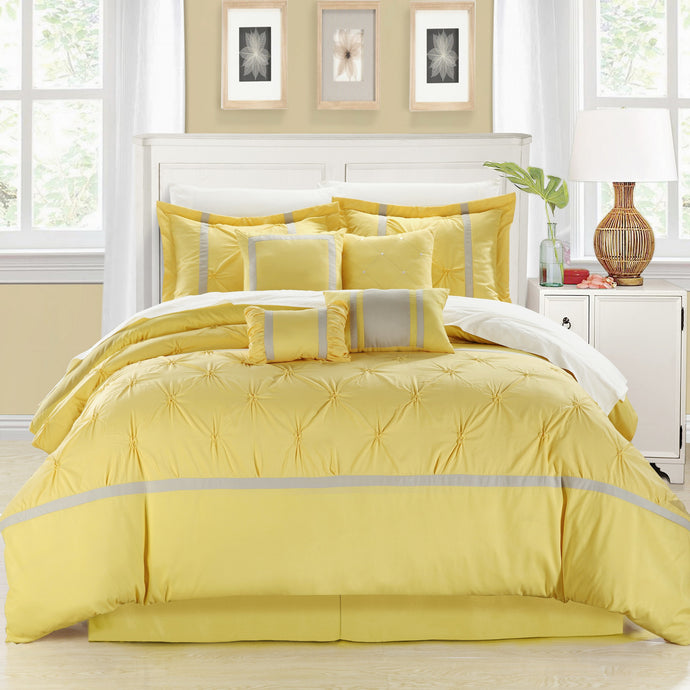Chic Home Valde Yellow/Grey King 8 Pc Comforter Set