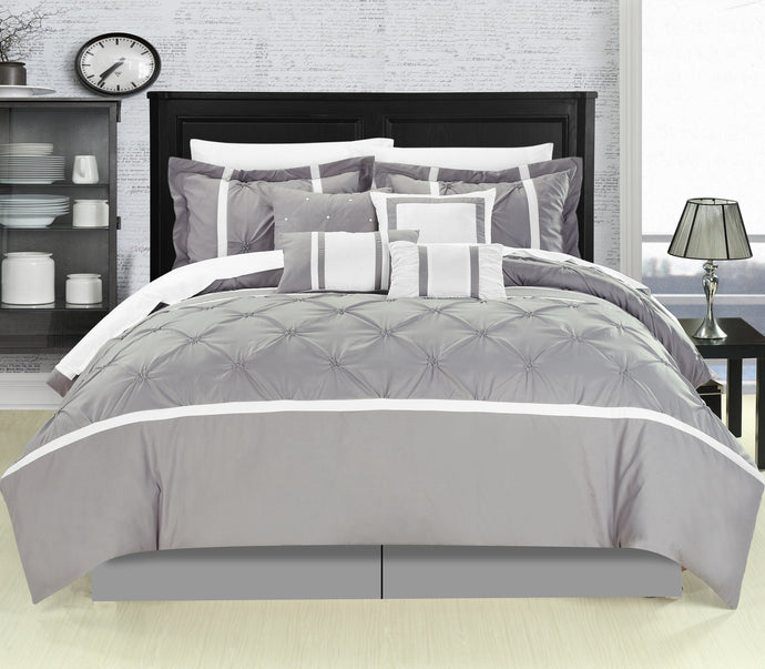 Chic Home Valde Grey Queen - 8pc Comforter Set