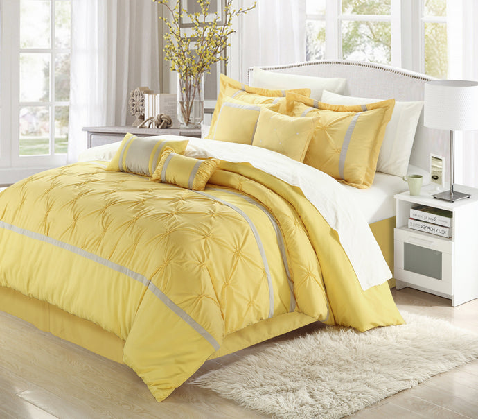 Chic Home Valde Yellow/Grey Queen 8 Pc Comforter Set