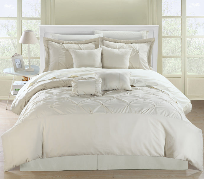 Chic Home Valde Beige/Beige Queen 8 Pc Comforter Set
