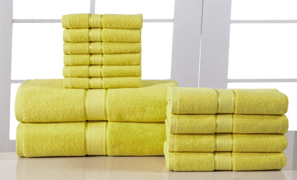 12 Piece Towel Set in Yellow