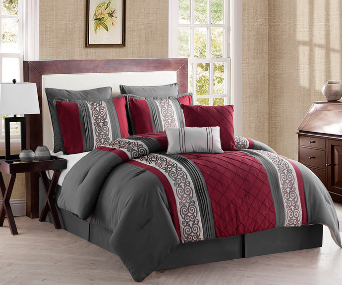 Farion 8 Piece King Comforter Set In Charcoal