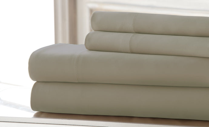 T220 Bamboo rich 4 Piece solid Sheet Set Beige King