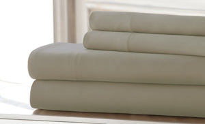 T220 Bamboo rich 4 Piece solid Sheet Set Beige Queen
