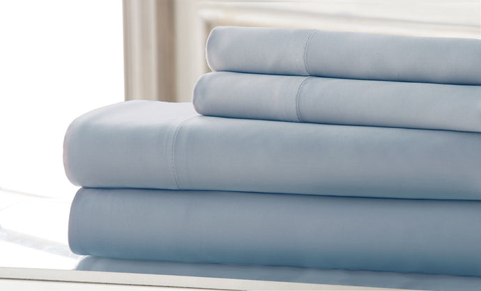 T220 Bamboo rich 4 Piece solid Sheet Set Light Blue Full