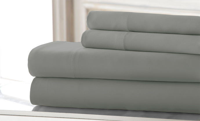 T220 Bamboo rich 4 Piece solid Sheet Set Gray King