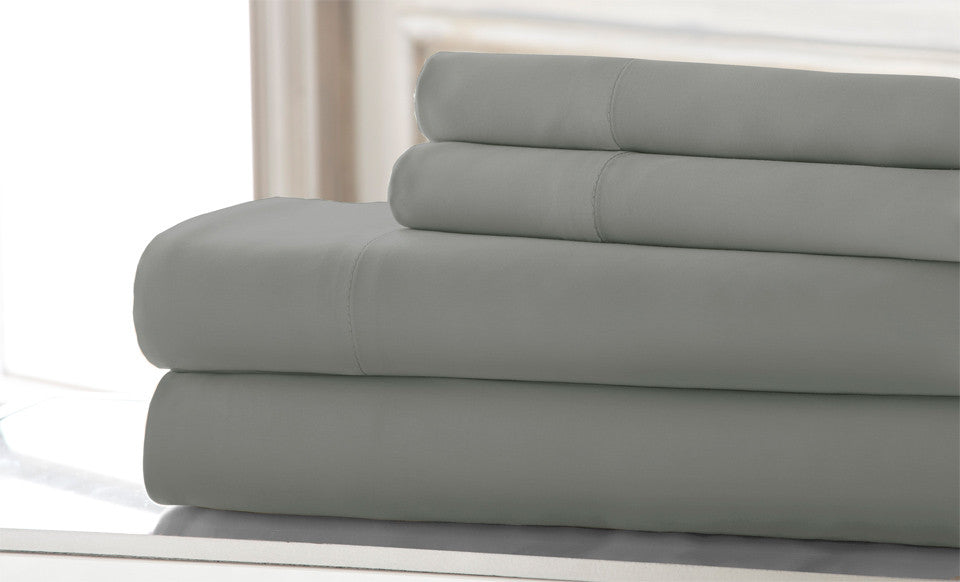 T220 Bamboo rich 4 Piece solid Sheet Set Gray Queen