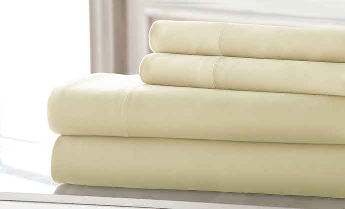 T220 Bamboo rich 4 Piece solid Sheet Set Ivory Full