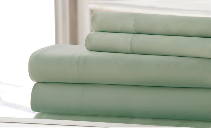 T220 Bamboo rich 4 Piece solid Sheet Set Sage Queen