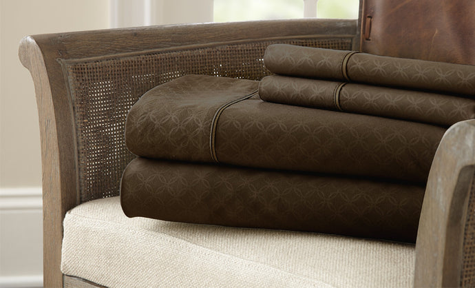 4 Piece Embossed Sheet Set Dylan Chocolate King