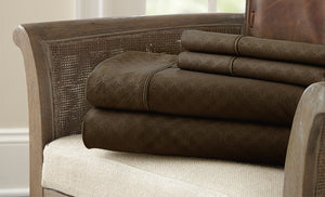 4 Piece Embossed Sheet Set Dylan Chocolate Queen
