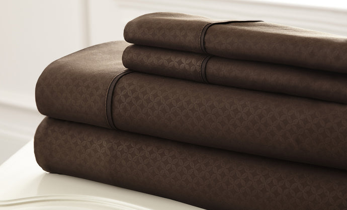 Kensington Hotel Collection 4 Piece Embossed Sheet Set SOHO Chocolate Queen