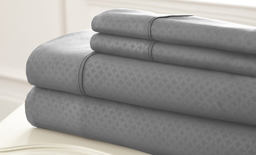 Kensington Hotel Collection 4 Piece Embossed Sheet Set SOHO Platinum King