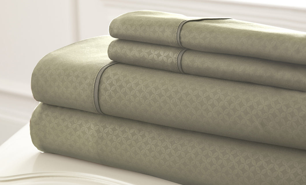 Kensington Hotel Collection 4 Piece Embossed Sheet Set SOHO Sage King