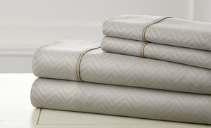 3 Piece Embossed Sheet Set Chevron Taupe Twin