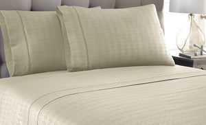 4 Piece Embossed Sheet Set Diamond Champagne Queen