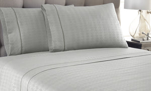 4 Piece Embossed Sheet Set Diamond Platinum Queen