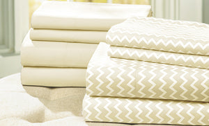 8 Piece Printed /Solid Sheet Set Ivory Full