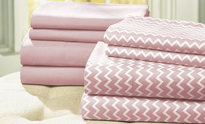 8 Piece Printed-Solid Sheet Set Salmon California King