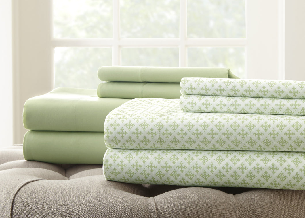8 Piece Printed/Solid Sheet Set Lime Queen